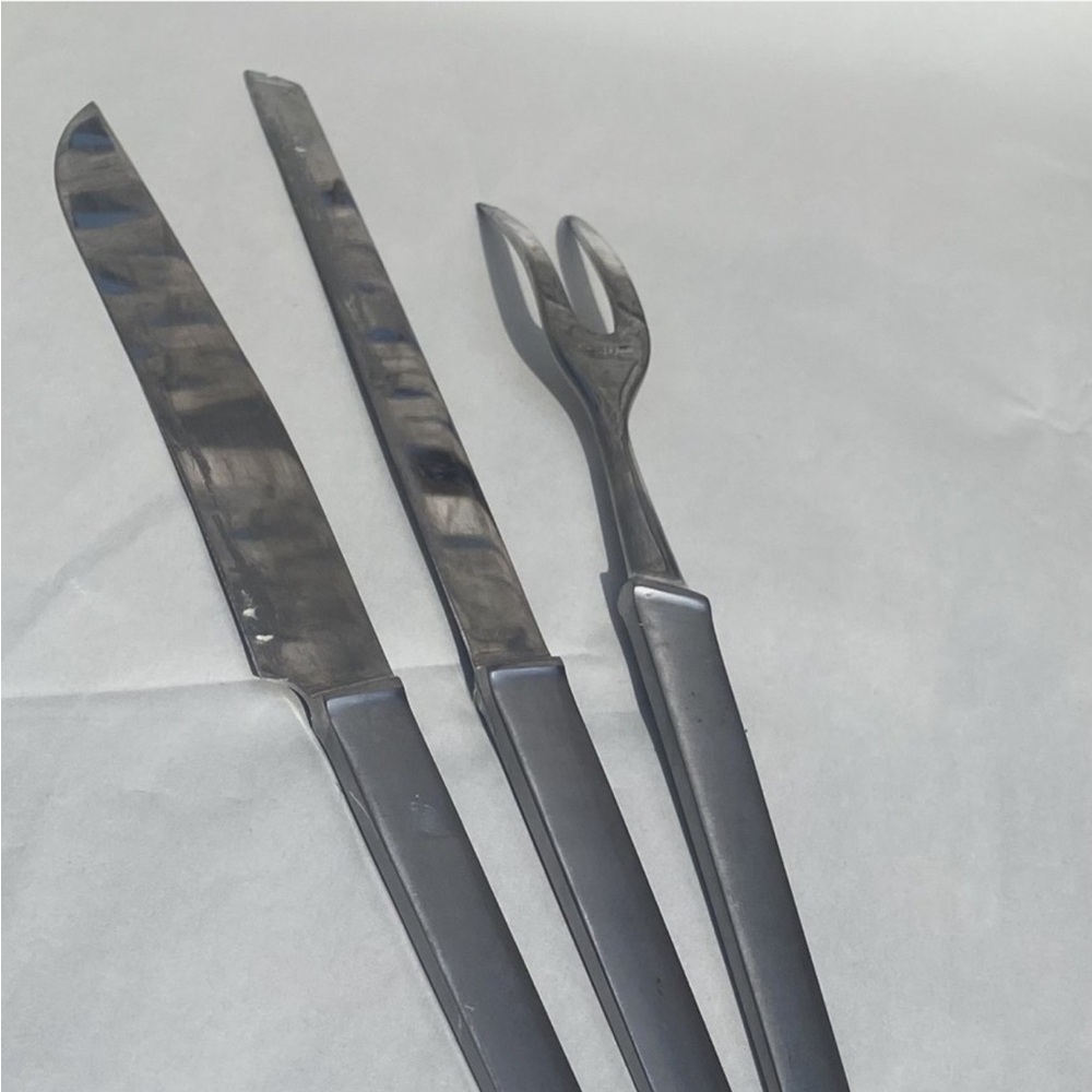 Mid Century Modern Arthur Salm Stainless Steel Carving Set Made in Austria